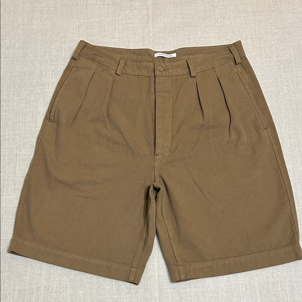 Sunflower Shorts Pleated Men’s Khaki Casual Cotton Contemporary